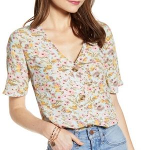 Something Navy Floral Button Down Top